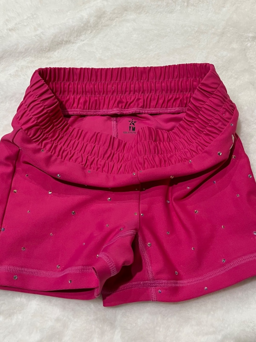 Girls' Magenta Stretch Shorts with Rhinestone Detail - Picture 2 of 2